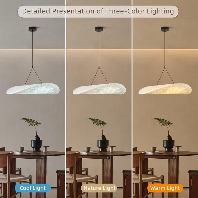 Light Adjustable Height Modern Silk Pendant Light in Wabi-Sabi Aesthetics Cloud Design for Dining Room, Study (Length 19.69inch)