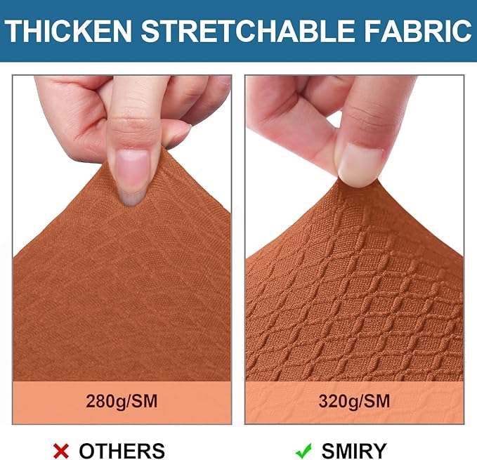 Smiry Waterproof Seat Covers for Dining Room Chairs Set of 6, Stretch Jacquard Removable Washable Chair Seat Slipcovers Protector, No Rear Covers, Rust