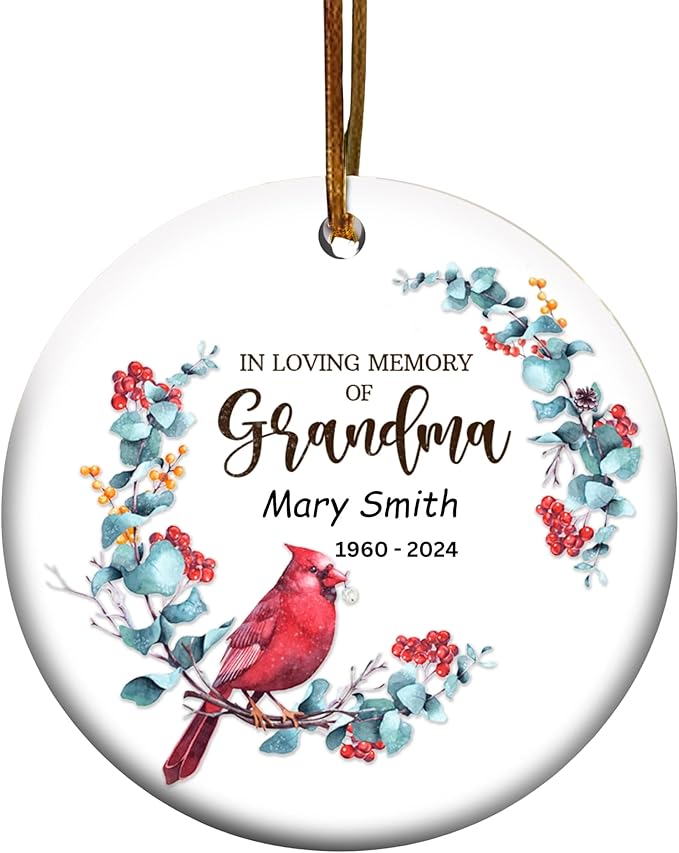 in Memory of Grandma Memorial Christmas Ornament with Date