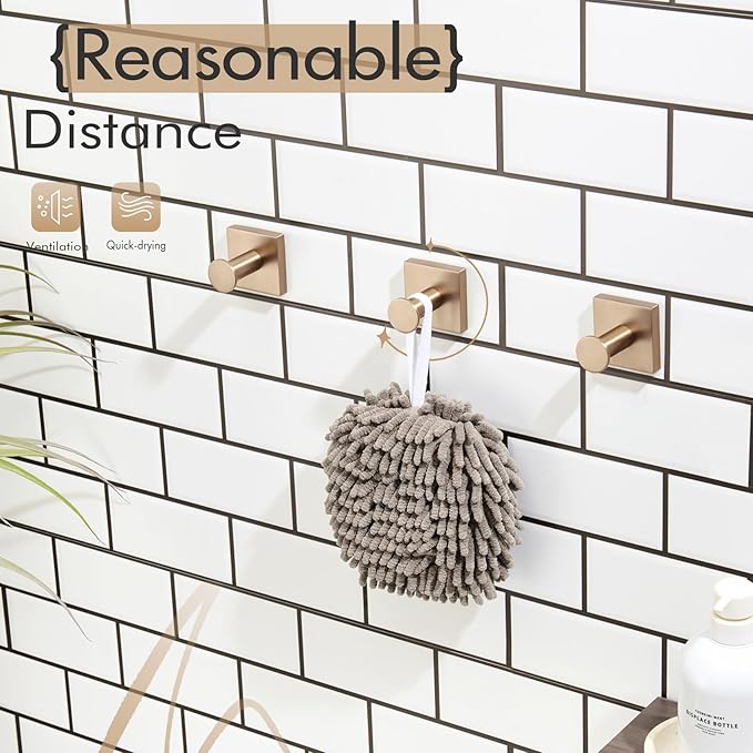 KOKOSIRI Robe Hooks Bath Towel Hooks for Wall Closet Kitchen Hanging Towels Bathroom Hardware Champagne Bronze Stainless Steel 3 Pack, B1016CPG-P3