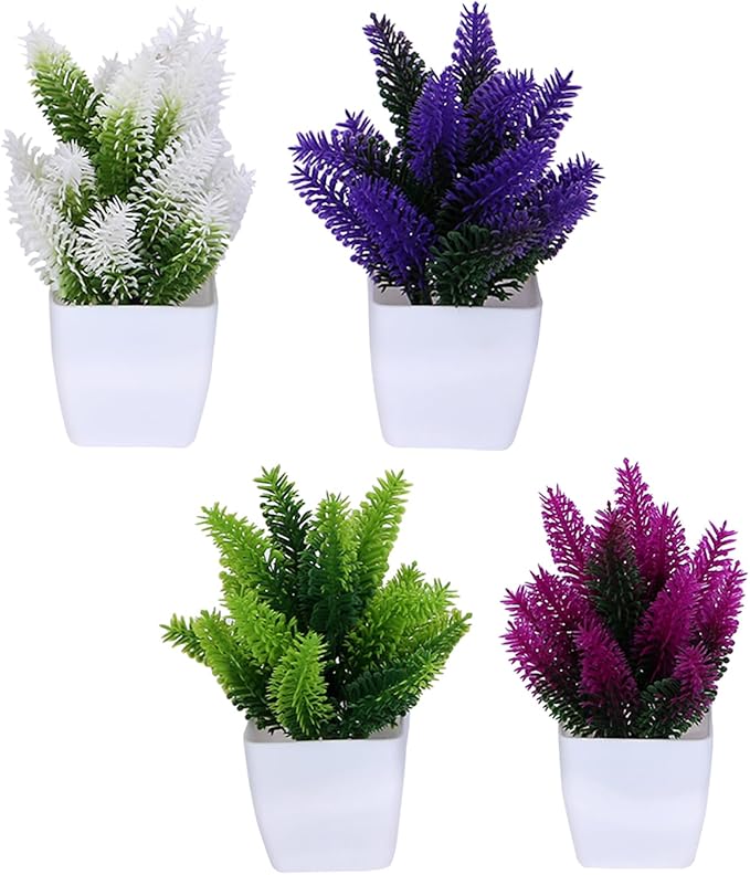 VENTO 8 Pack Colorful Mini Artificial Plants, Realistic Fake Greenery, Office, Bathroom, Desk, Table and Balcony Decor, UV Resistant, Easy-Care, Indoor, Outdoor, Ferns