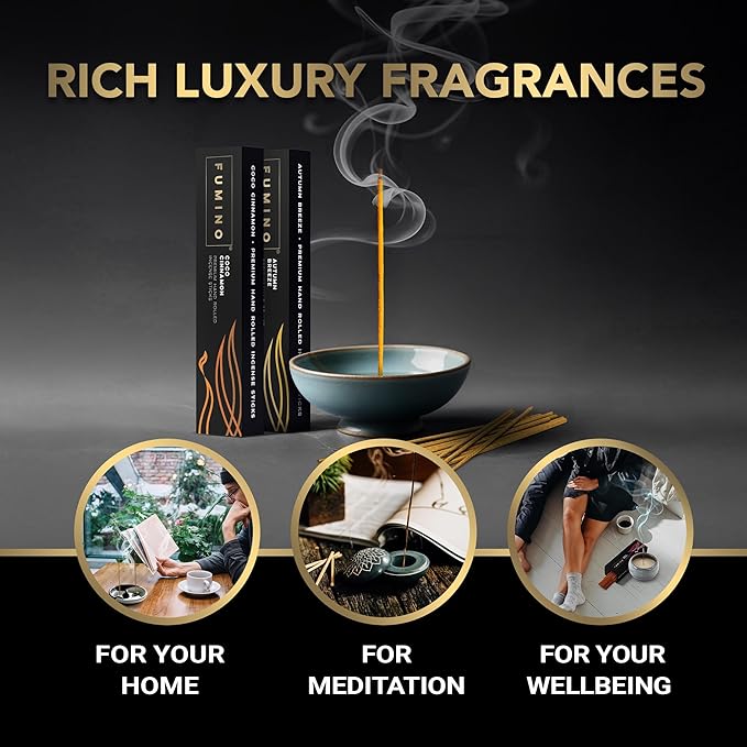 Incense Sticks Fumino Fresh Handmade Multipack Fireside & Frost Bundle 6 Boxes 84 Pieces (3oz) Masala Agarbatti Joss Scent Fragrance for Relaxation and Meditation, Home and House Decor