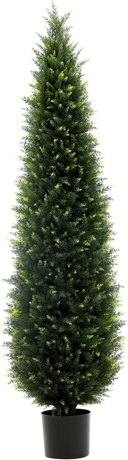 Artificial Plants Outdoor & Indoor Fake Greenery Trees, 6 ft Tall Tree uv Resistant Artificial Cedar Pine Front Porch Plants, Realistic Topiary Trees Arborvitae, Home Faux Outdoor Plants