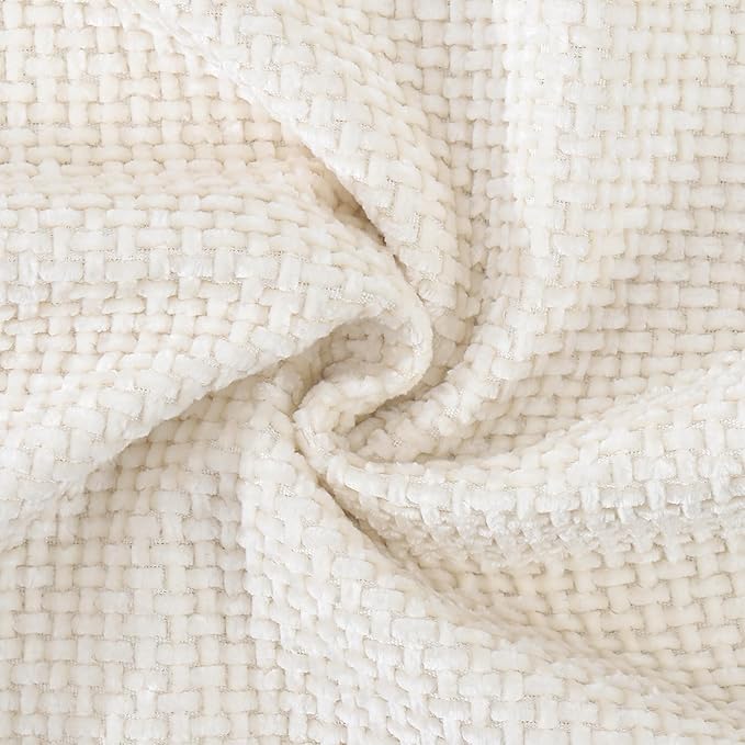 MADIZZ Chenille Velvet Throw Pillow Covers with Flange Set of 2 Super Soft Boho Textured Pillow Covers Decorative Throw Pillowcases Modern Farmhouse Home Decor for Sofa Bedroom Cream 16x16 Inch