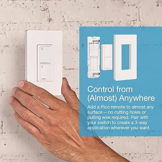 Lutron Caseta Original Smart Switch (Lutron Smart Hub Required), for LED Lights and Fans, 6 Amp, Single-Pole/3-Way, Neutral Required, PD-6ANS-WH-2, White, 2 Pack