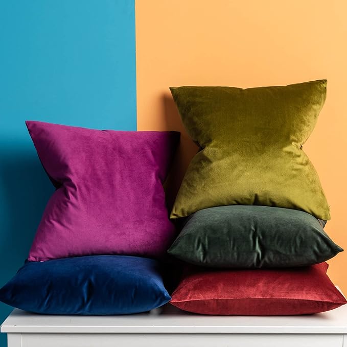 JUSPURBET Decorative Pillow Covers Set of 2 Velvet Throw Pillow Covers for Couch Sofa Bed Soft Euro Cushion Covers Cases with Hidden Zipper for Living Room Home Decor 28x28 inch,Navy Blue