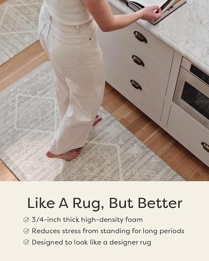 House of Noa Nama Standing Mat – Anti-Fatigue Cushioned Kitchen Mats for Floor | Ergonomic Bounce-Back Foam Kitchen Mats | Anti-Fatigue Mats for Kitchen & Standing | Reese Ash | 22" x 54"