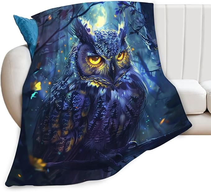 Tijuboni Owl Throw Blanket Owl Gifts for Girls Boys Women Men Kids Adults Soft Flannel Fleece Blanket for Couch Sofa Bed Home Decor 50"x60"