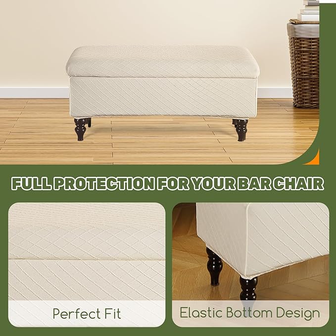 FUANGUI Ottoman Cover Stretch Storage Ottoman Bench Slipcover Jacquard Folding Storage Bench Ottoman Cover Footrest Stool Slipcover Footstool Protector Cover with Elastic Bottom,Medium