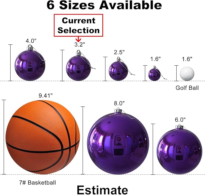 Purple 3.2" Large Christmas Balls - Christmas Tree Decoration Ornaments Shatterproof Hanging Balls for Birthday Halloween Holiday Wedding Decorations Set of 18pcs