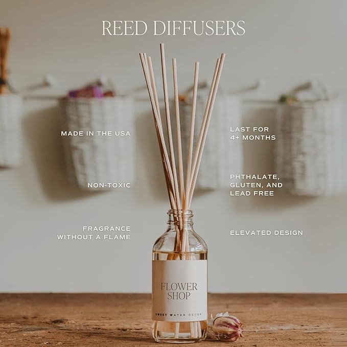 Sweet Water Decor Lavender and Sage Reed Diffuser - Spring Lavender Reed Diffuser for Home and Office with Long Lasting Fragrance - Made in The USA