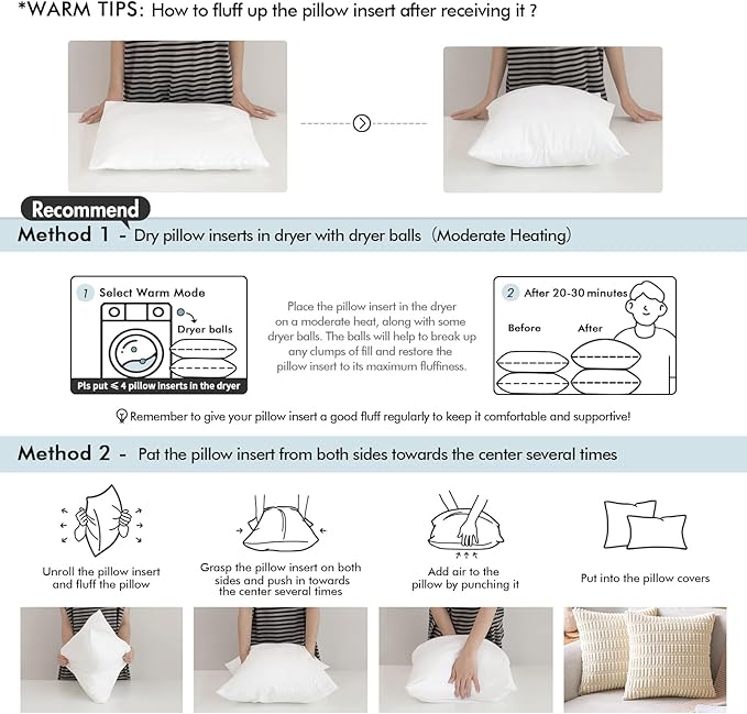 MIULEE 14x22 Pillow Inserts, Set of 2 Down Feather Throw Pillows for Couch Sofa Bed, Decorative Fluffy Throw Pillow Inserts Cotton Fabric,White