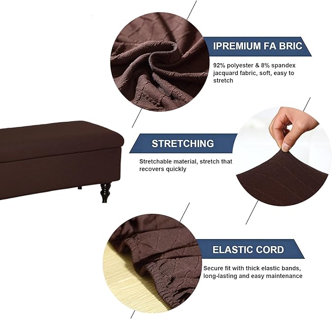 FUANGUI Ottoman Cover Stretch Storage Ottoman Bench Slipcover Printed Folding Storage Bench Ottoman Cover Footrest Stool Slipcover Footstool Protector Cover with Elastic Bottom, Large