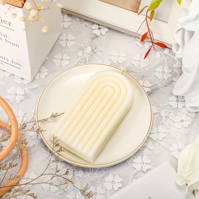 Arch Shaped Candles Geometric Scented Aesthetic Candle Geometric U Shaped Candles Minimalist Candle Aroma Wax Art Decorative Soy for Spa Yoga Birthday Gift Home Party Decor(White)