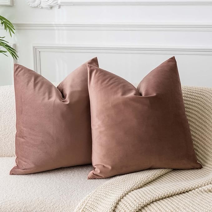 JUSPURBET Throw Pillow Covers Set of 2 Decorative Velvet Pillow Covers for Couch Sofa Bed Soft Euro Cushion Covers Cases with Invisible Zipper for Living Room Home Decor 28x28 inch,Jam