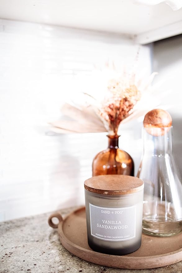 Sand + Fog Scented Candles - Cinnamon Vanilla - Additional Scents and Sizes - 3 Wicks 100% Cotton Lead-Free - Luxury Air Freshening Jar Candles - Perfect Home Decor - 21 oz