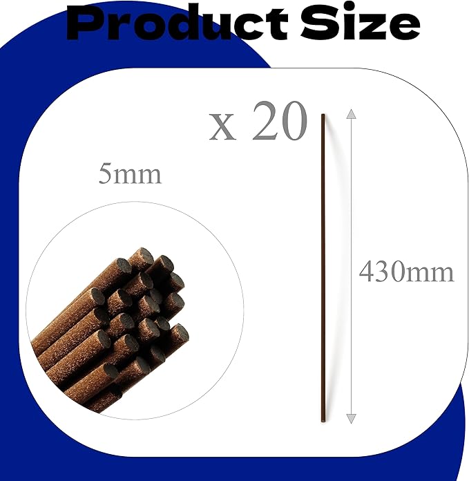 Brown Fibre Reed Diffuser Sticks 20pcs 43cm x 5mm Brown Fibre Reed Diffuser Sticks Thick Diffuser Reeds Sticks Diffuser Sticks for Diffuser Oils Fragrance Refill Fibre Reeds for Diffusers
