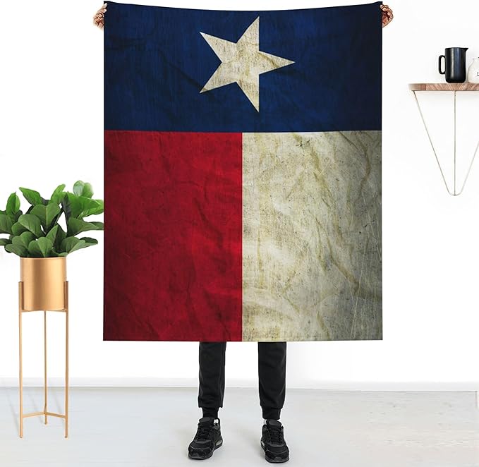 Texas Flag Throw Blanket Soft Plush Fleece Blankets Warm Cozy Lightweight Fuzzy Blanket for Bed Sofa Couch Home Decor 60"X50"