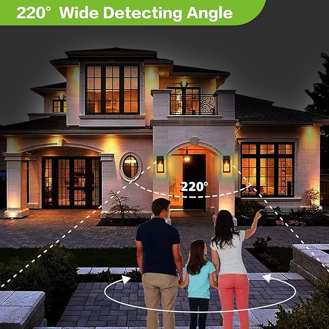 hykolity Large Outdoor Wall Light, 16 Inch Lantern, Dusk to Dawn Exterior Waterproof Sconce, Anti-Rust Mounted Lighting with Glass Shade, Matte Black Lamp with E26 Socket for Porch, 2 Pack