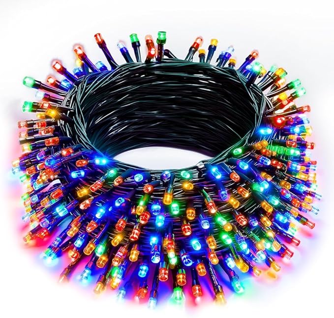 Christmas String Lights, 100 FT 300 LED String Lights Green Wire with Timer 8 Modes, Connectable Waterproof Decoration for Indoor Outdoor Xmas Trees Party Garden Wedding, Multi-Colored