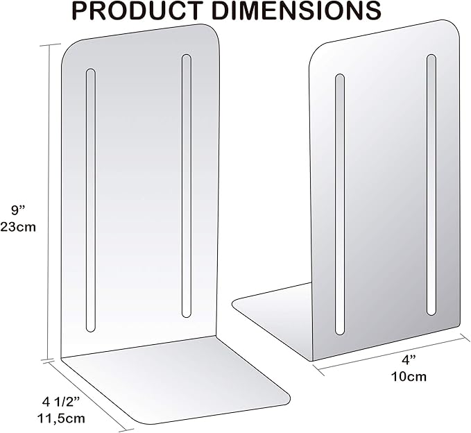 Acrimet Metal Bookends, Jumbo Size 9" H x 4" W x 4-1/2" D, Non-Skid Book Stand for Shelves, Heavy Duty Book Stopper, Deep Blue, 1 Pair