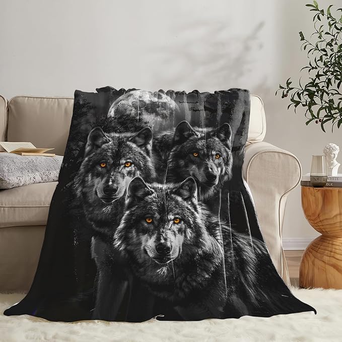Tijuboni Wolf Throw Blanket Wolf Gifts for Girls Boys Women Men Kids Adults Soft Flannel Fleece Blanket for Couch Sofa Bed Home Decor 40"x50"