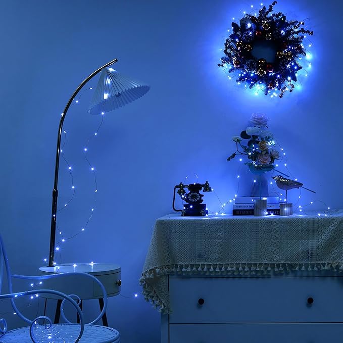 1 Pack 16.4ft Battery Operated String Lights with Timer, Cool White with Synchronized Twinkle Mode, Fairy Lights Battery Powered, 50 LEDs, Idea for Christmas Bedroom Party Wedding