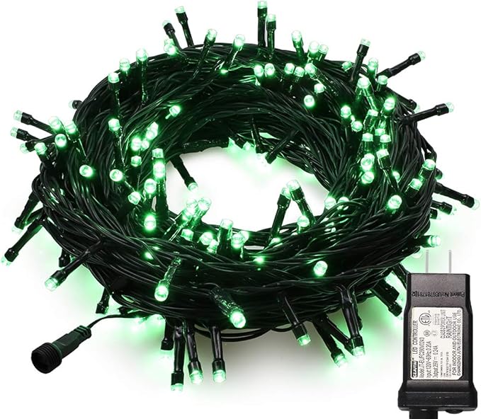 MYGOTO 33FT 100 LEDs Halloween Twinkle String Lights,Green Wire Waterproof Fairy Lights 8 Modes 30V Plug in Xmas Light for Home, Garden, Wedding, Party, Christmas Decoration Indoor Outdoor (Green)