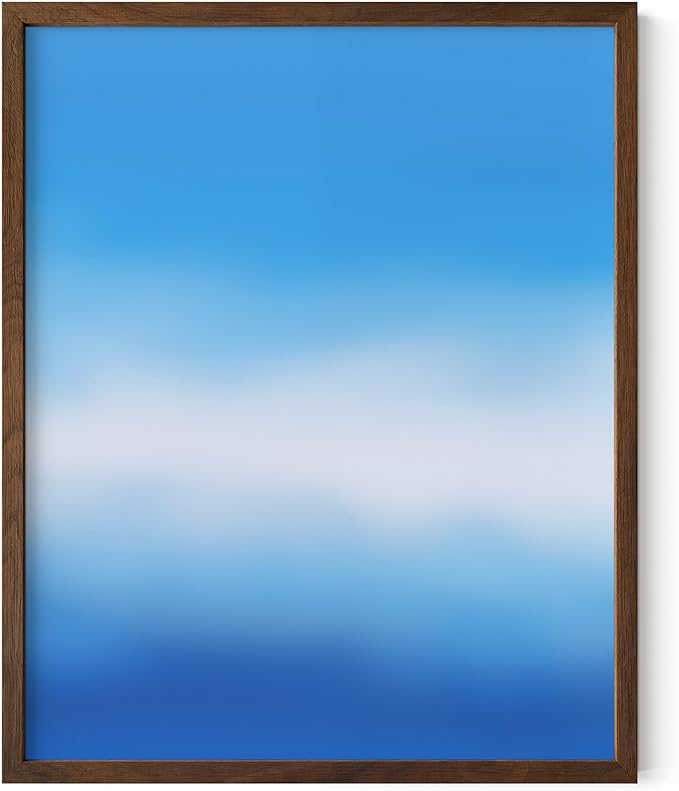 HAUS AND HUES Modern Abstract Wall Art - Blue and Green Living Room Art, Modern Artwork for Walls, Minimalist Picture for Living Room(Blue Tie-Dye, Walnut Frame, 8x10)