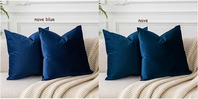 JUSPURBET Decorative Pillow Covers Set of 2 Velvet 26x26 Throw Pillow Covers for Couch Sofa Bed Soft Cushion Covers Cases with Hidden Zipper for Living Room Home Decor,Navy Blue