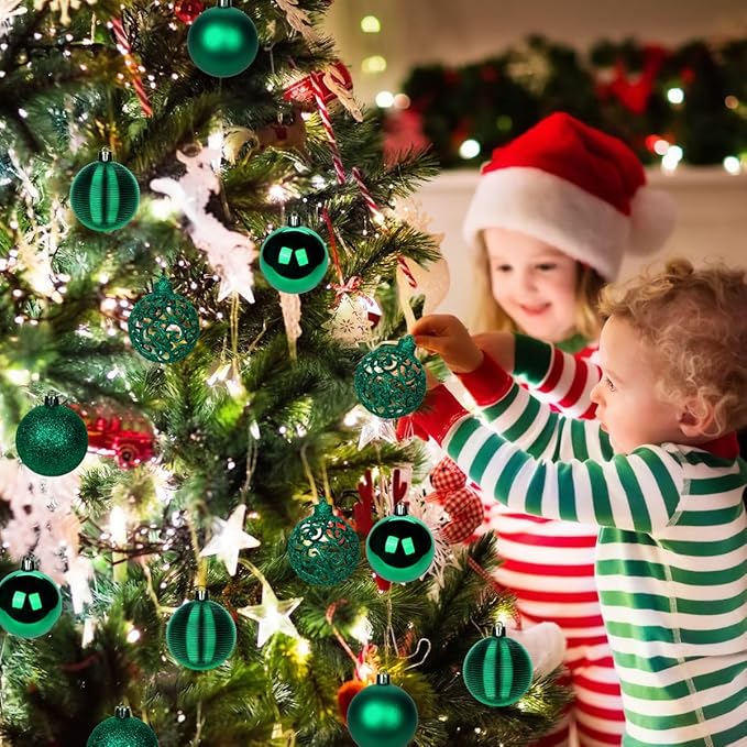 30PCS 2.36" Christmas Ball Ornaments Shatterproof Dark Green Christmas Tree Decorations Xmas Tree Balls Halloween Ornaments Décor