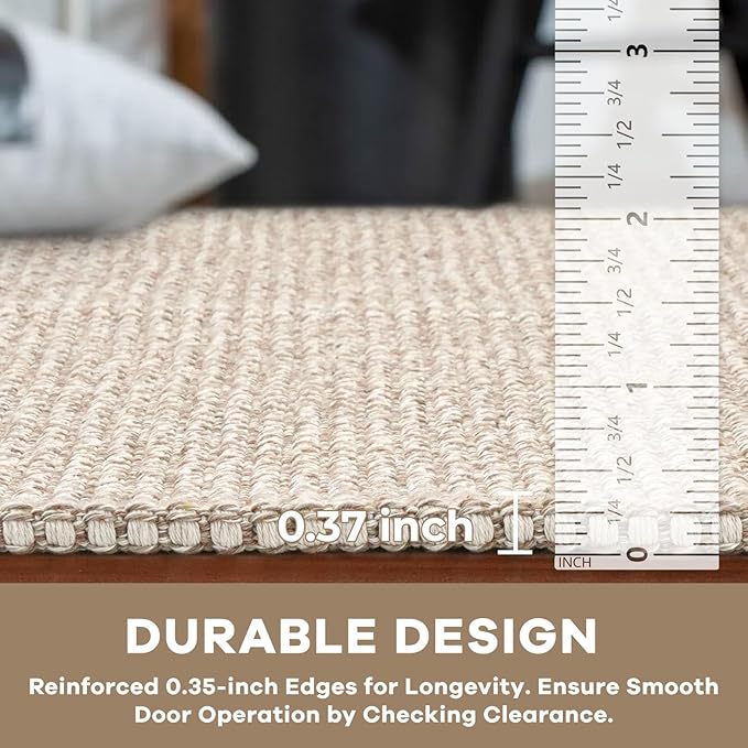 KOZYFLY Runners for Hallways 2x8 ft Washable Kitchen Runner Non Slip Rubber Backed Hall Runners Cotton Entryway Runner Rugs Floor Carpet for Indoor Backdoor Bedroom Kitchen, Ivory/Khaki