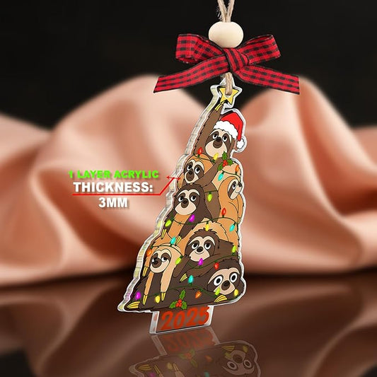 Sloth Christmas Ornament - Sloth Ornament - Sloth Ornaments for Christmas Tree - Cute Animals Gifts for Women, Men, Lovers - Hanging Acrylic Animals Ornaments 2025