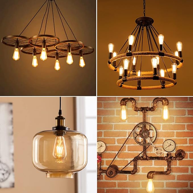 LVWIT Vintage Edison Light Bulb ST21 LED Filament Bulb 5.5W(40 Watt Equivalent) Dimmable 2500K (Amber Glow) Warm White E26 Medium Base, Amber Glass Cover,6 Pack