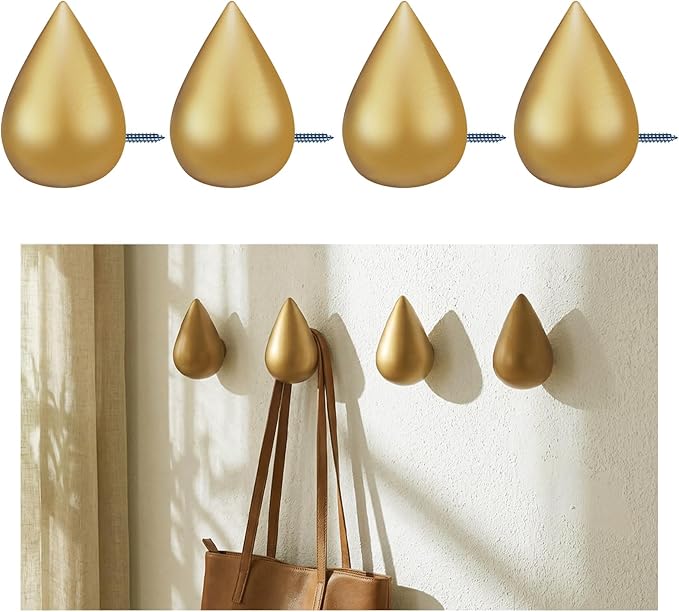 4 Pcs Resin Coat Hanger Hooks Water Drop Shaped Hat Rack Wall Mounted for Wall Dressing Room Decor