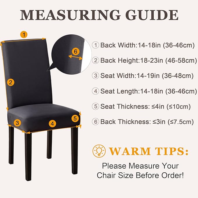Sufdari Dining Chair Covers,Kitchen Chair Cover,Parsons Chair Slipcover,Spandex Chair Protectors for Dining Room Stretch Chairs Cover Set of 8 -Dark Gray