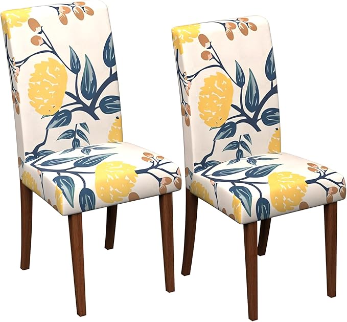 Stretch Dining Chair Covers Set of 2,Floral Print Chair Covers,Soft Removable Washable,Pet Friendly Furniture Protector,Universal Chair Slipcovers for Home, Kitchen,Ceremony Dining Room Seat
