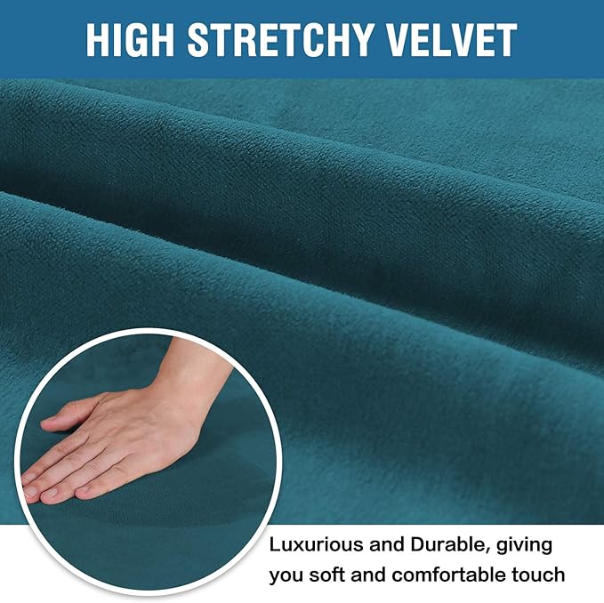 H.VERSAILTEX Velvet Dining Chair Covers Stretch Chair Covers for Dining Room Set of 6 Parson Chair Slipcovers Chair Protectors Covers Dining, Soft Thick Solid Velvet Fabric Washable, Deep Teal