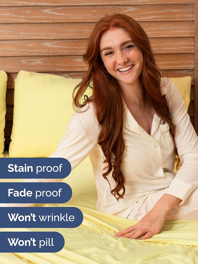 Extra Deep King Sheet Set - 6 Piece Breathable and Cooling Sheets - Hotel Luxury Bed Sheets Set - Easy & Secure Fit - Soft, Wrinkle Free and Comfy Sheets Set - Yellow Sheet Set with Extra Deep Pockets