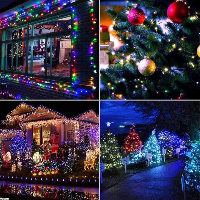 MYGOTO 33FT 100 LEDs Easter String Lights,Green Wire Waterproof Fairy Lights 8 Modes 30V Power Supply Xmas Light for Home, Garden, Wedding, Party, Christmas Decor Indoor Outdoor (Multicolor)