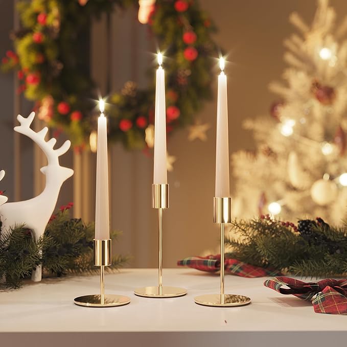 Set of 24 French Gold Taper Candle Holders Bulk Candlestick Holders, Decor Candle Stick Candle Holder for Table or Mantel Centerpiece, Wedding, Dinning, Party Home Decor