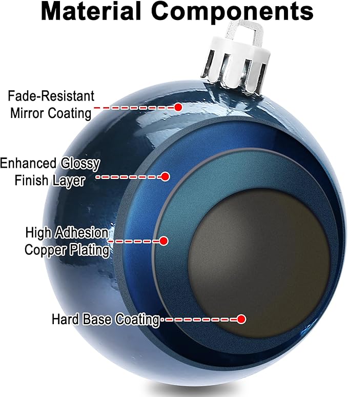 AMS 2.36''/60mm 34ct Christmas Ball Large Ornaments Party Decorations Shatterproof Festival Pendant Hangings for Xmas Tree Decor (60mm, Dark Blue)