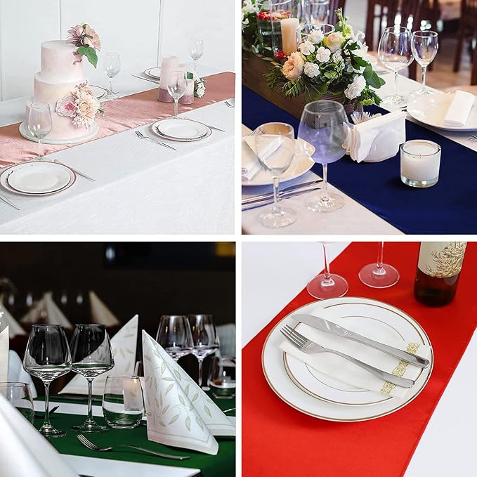 Orange Table Runners 6 Pack ,Bright Satin Table Runner 12x108 Inches Long, Silk and Smooth Fabric Table Runner for Wedding Banquet Birthday Halloween Thanksgiving Decoration