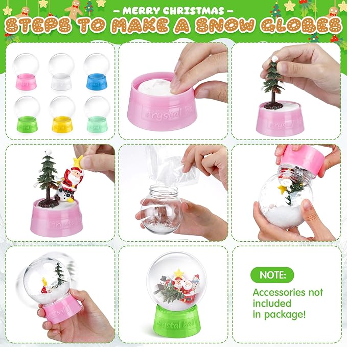 Mifoci 24 Pcs 4 Inch Christmas Empty Snow Globe Clear Fillable Water Globe with Screw Off Cap Empty Christmas Plastic Snow Case for DIY Crafts Home Decoration Display Plant