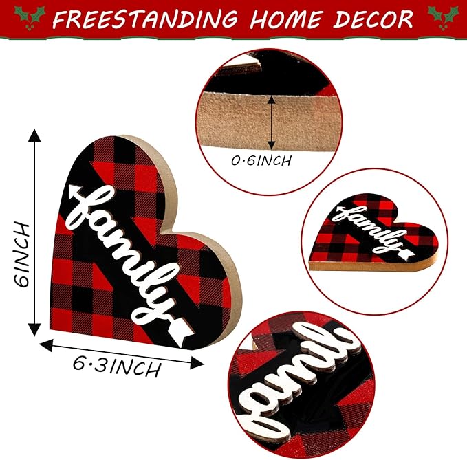 Jetec 2 Pcs Rustic Table Decorations for Living Room Home Decor Farmhouse Valentines Day Centerpiece Small Love Wooden Heart Decor for Dining Room Shelf Valentines Gift Decoration(Stylish Style)
