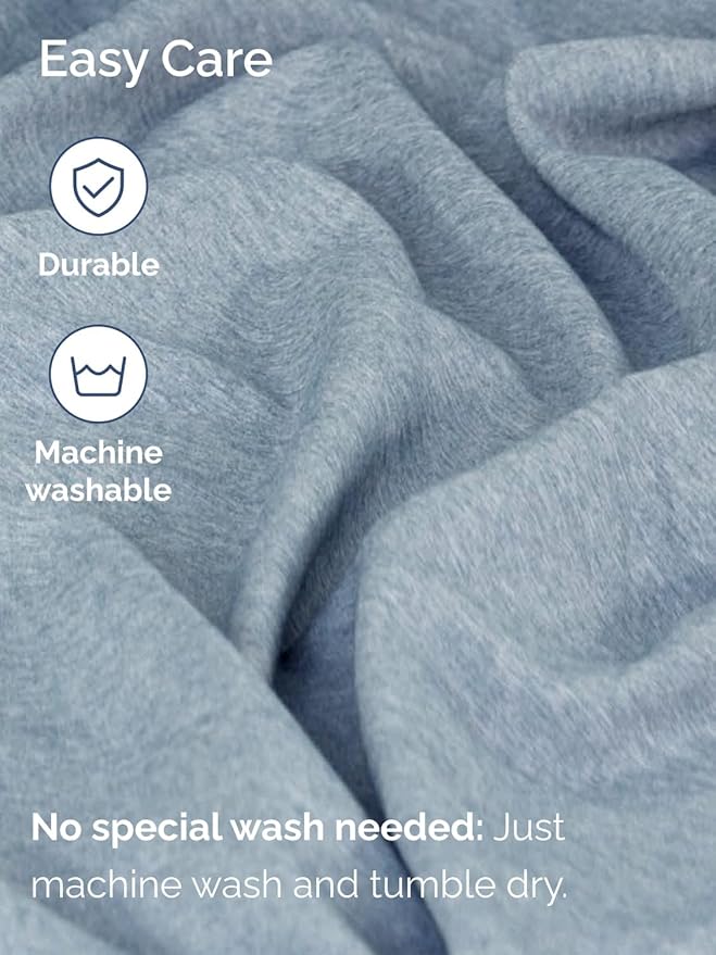 Extra Deep Split King Sheet Set - 7 Piece Breathable & Cooling Sheets - Hotel Luxury Bed Sheets Set - Easy Fit - Soft, Wrinkle Free & Comfy Sheets Set - Heathered Blue Sheet Set w/Extra Deep Pockets