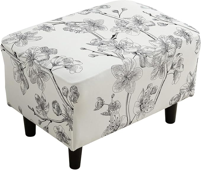 Eco-Ancheng Chair Cover Stretch Ottoman Cover Rectangular Storage Ottoman Slipcover Footrest Stool Covers Foot Stool Cover with Nonslip Elastic Bottom 03