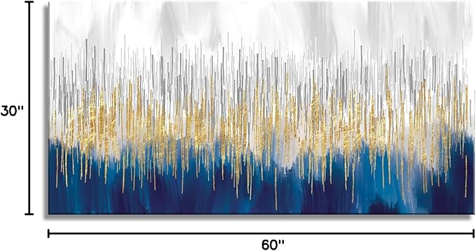 XXMWallArt FC3175 Abstract Wall Art Gold and Blue Canvas painting Artwork Painting Print for Living Room Bedroom Kitchen Home and Office Wall Decor