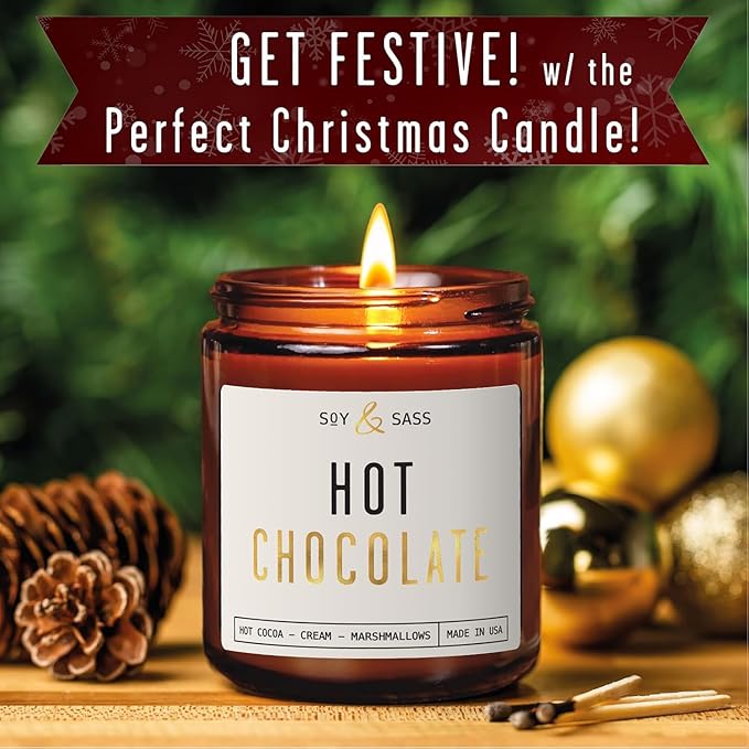 Hot Chocolate Candle - w/Hot Cocoa and Cream Candle I Infused with Scented Essential Oils I 9oz Reusable Jar, Long-Lasting 50 Hour Burn I Non-Toxic I Made in The USA