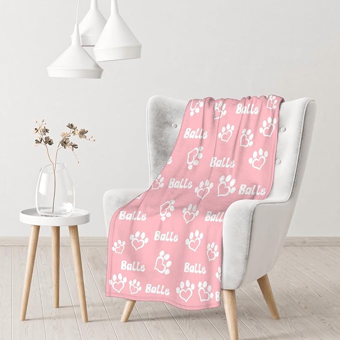 Custom Dog Blankets with Pictures - Custom Name Blanket for Pets - Lightweight All-Season 50"x40" for Kids